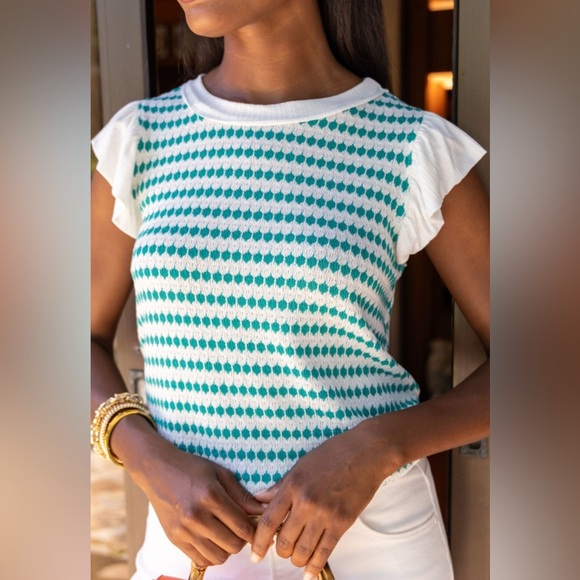 Ces femme Gracie Knit‎ Sweater Top Size Large Ruffle Sleeve - Picture 1 of 5